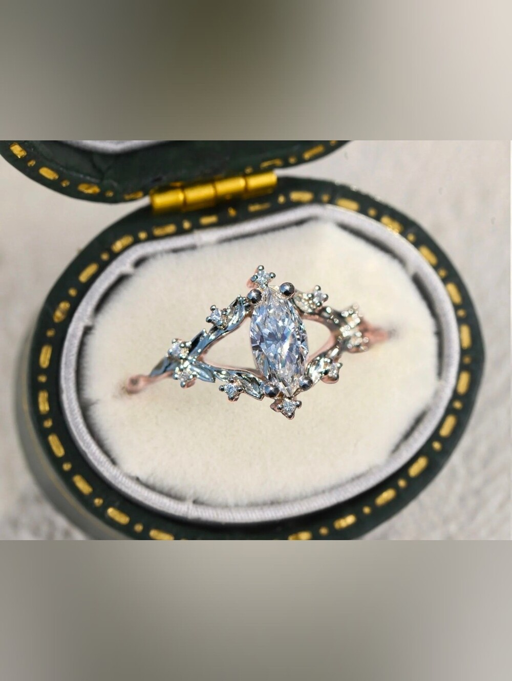 $8 Each Or Bundle 5/$20 Marquise-Cut Silver-Toned Halo Ring with Clear Stone - Picture 5 of 6